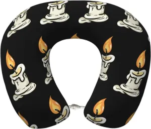 Hand Painted Candlelight Neck Pillow Memory Foam U-Shaped Travel Neck Pillow for Airplanes Car Home