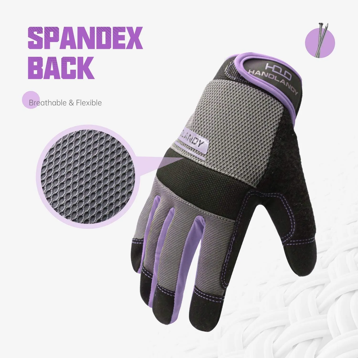 HANDLANDY Women Safety Work Gloves Utility Touch Screen Working Grip Glove for Yardwork Gardening Breathable Mechanic Gloves