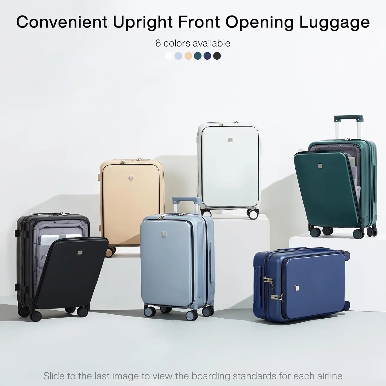 Hanke Grace Carry On Luggage with Wheels Airline Approved Hard Shell Suitcases with Front Pocket，Top Opening Luggage with TSA Lock for Short Business Travel， Grey.