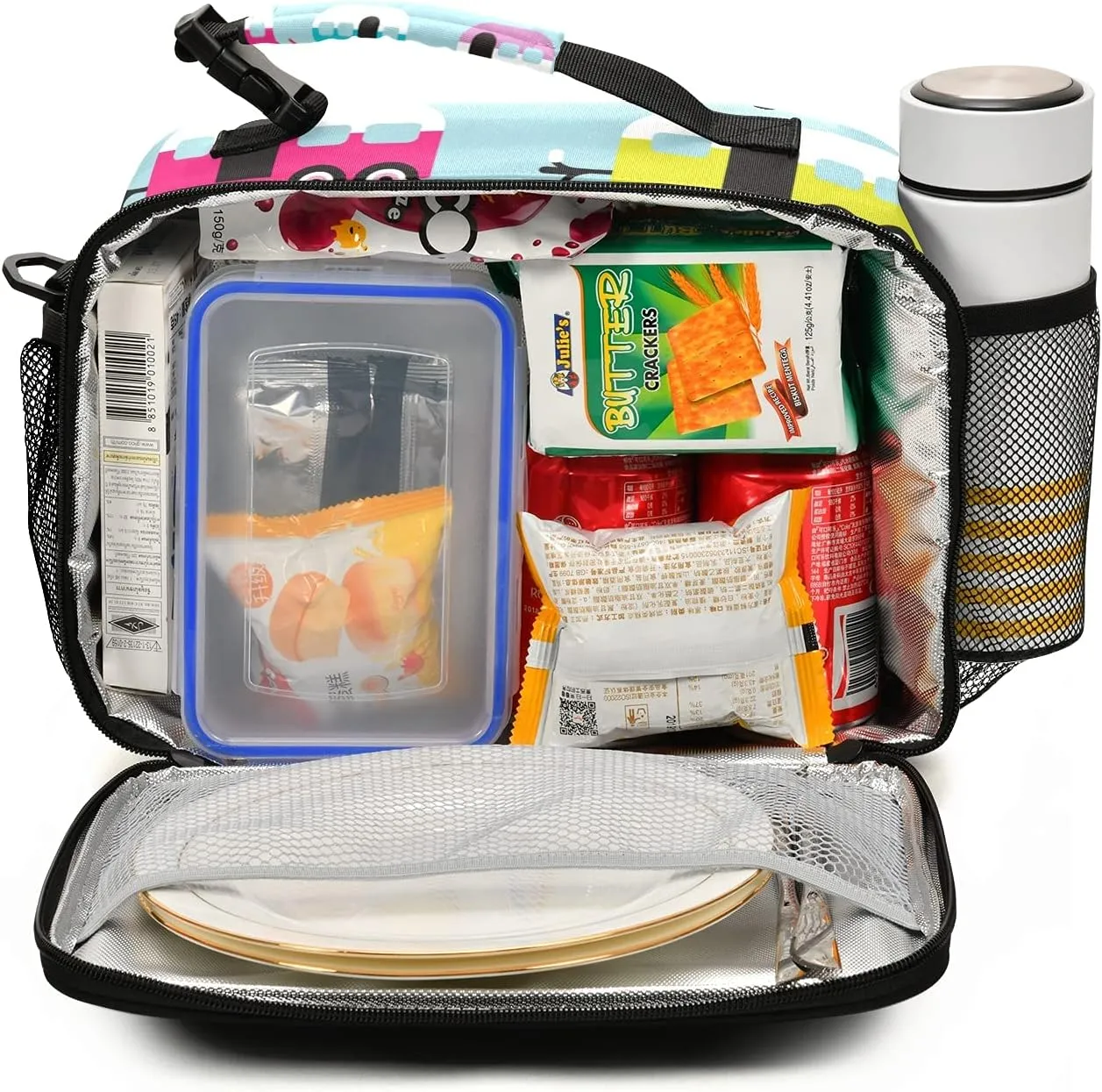 Happy Camper Caravan Lunch Bag, Reusable Lunch Box for Women Men, Insulated Cooler Bag Lunch Tote Bag with Shoulder Strap for School Office Picnic Travel¡­