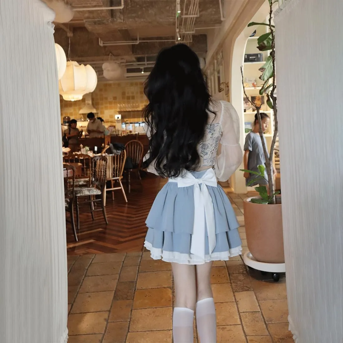 Harajuku Pastel Kawaii Gothic Fashion Casual High Waisted Zipper Vintage Ribbon Trim Lace Layered Short Skirt