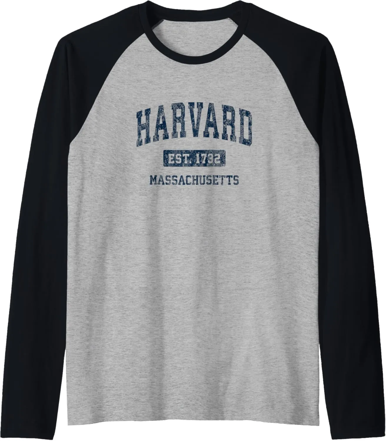 Harvard Massachusetts MA Vintage Athletic Sports Design Raglan Baseball Tee