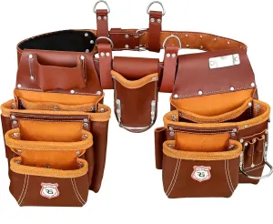 Heavy Duty 17 Pocket Carpenter Leather Tool Belt Set | Combo Multipurpose Framing Tool Belt Work Organizer Bags | Tool Belts For Men Construction Tools Rigs (Maroon, Standard)