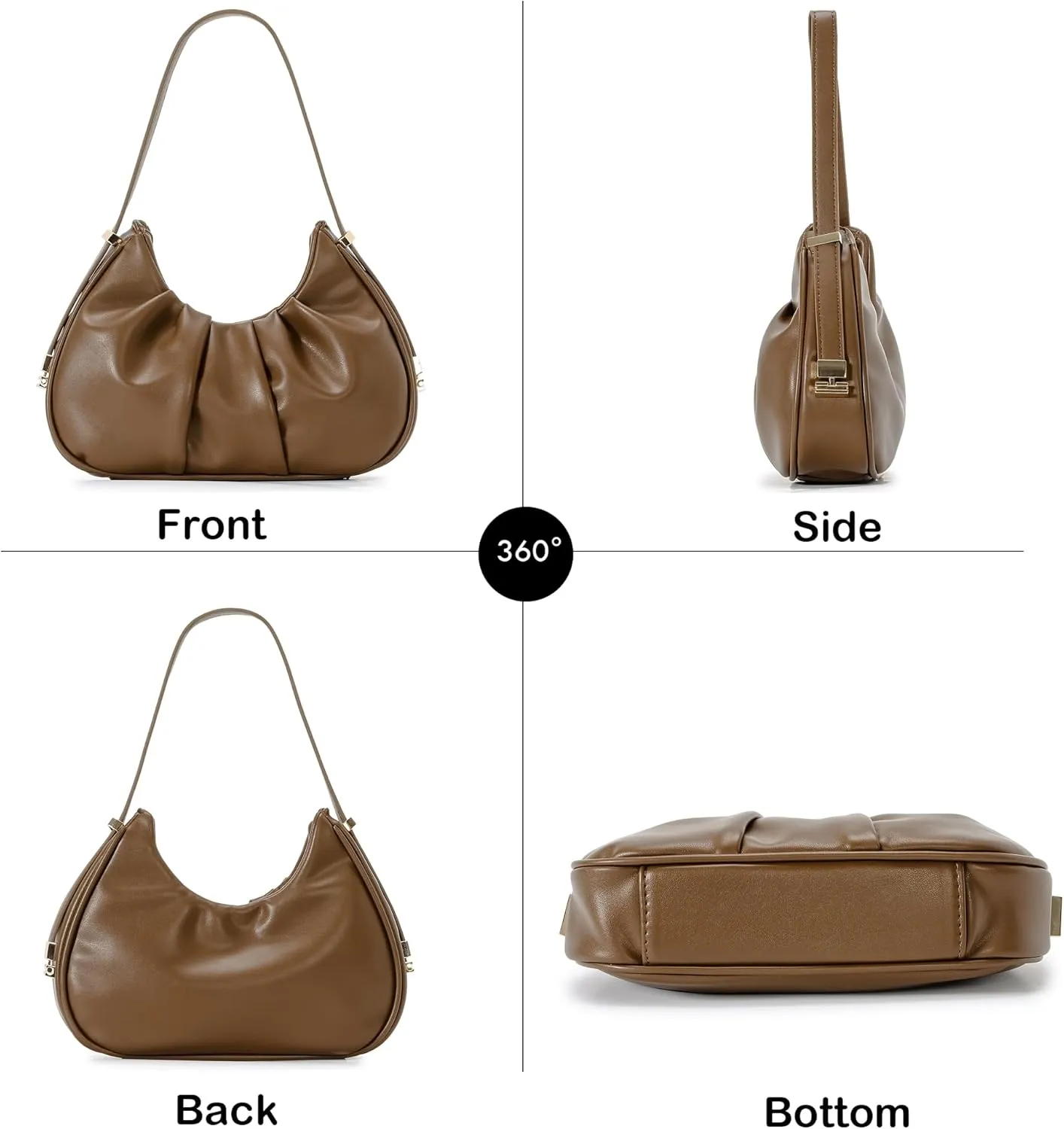 Herald Ruched Shoulder Bag Cloud Design Hobo Clutch Purse for Women Small Mini Cute Tote Handbag with Adjustable Strap