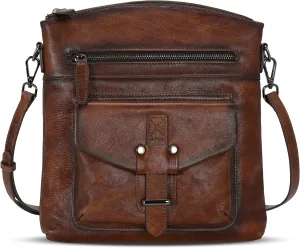 HESHE Leather Crossbody Bags for Women Satchel Purses Shoulder Purses and Handbags Cross Body Bag with Multi Pockets