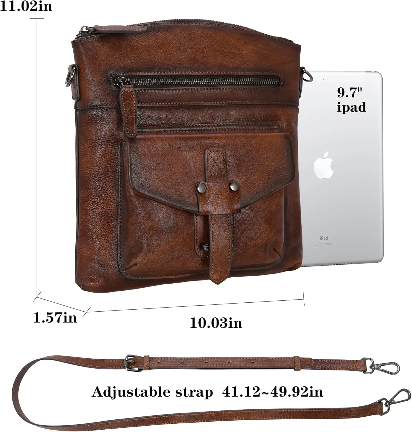 HESHE Leather Crossbody Bags for Women Satchel Purses Shoulder Purses and Handbags Cross Body Bag with Multi Pockets