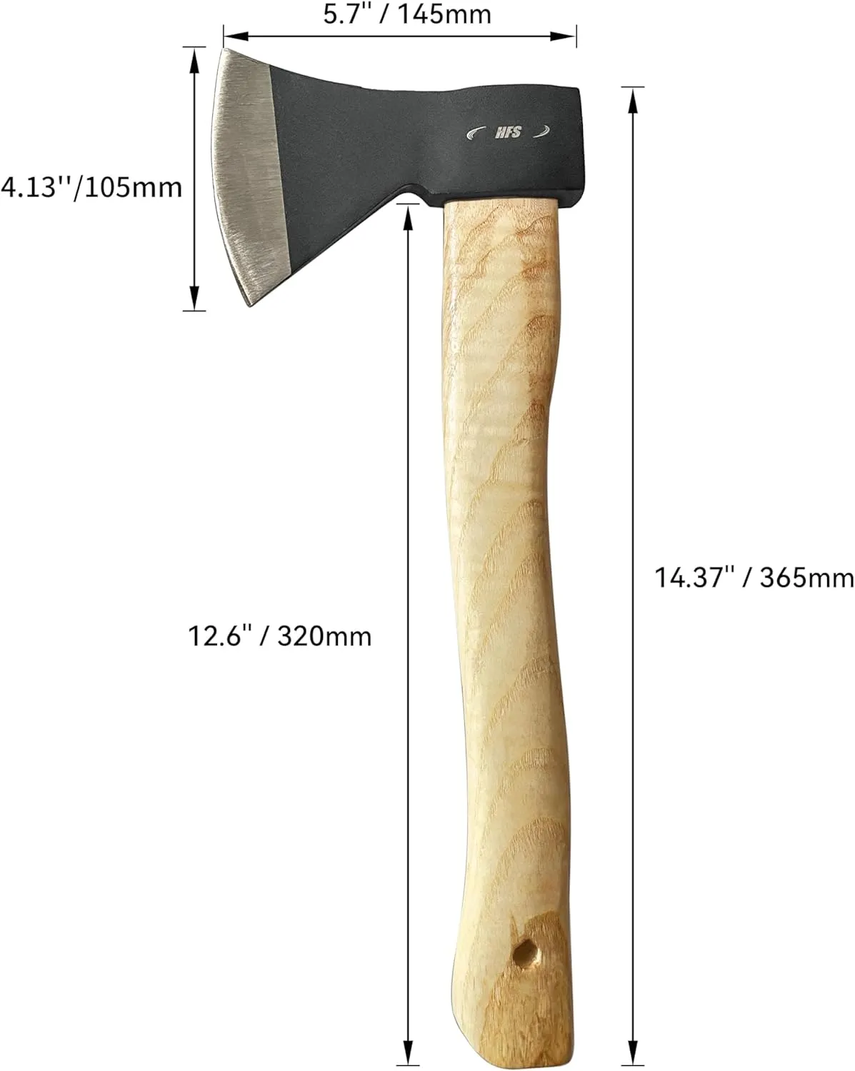 HFS(R) Chopping Axe Hatchet Axe Fraxinus Wood Handle Throwing Axe Camping Splitting Chopping High Carbon Steel Head Weight 600g 21oz