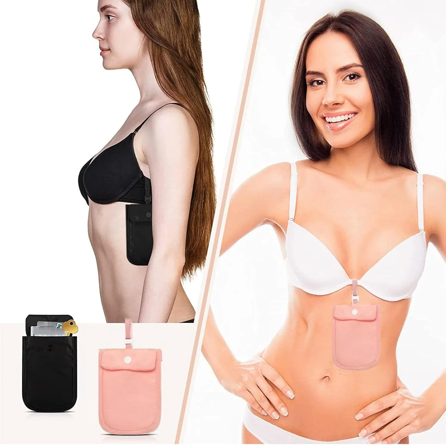 Hidden Bra Wallet, Hidden Money Pouch for Travel, Hidden Pocket with Lanyard | Secret Pocket | Undercover Bra Stash - Credit Cards & Money & Valuables for All Bra