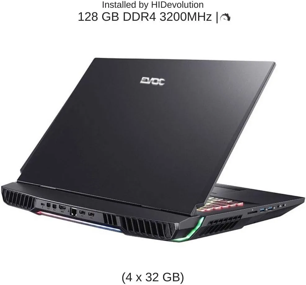 HIDevolution EVOC High Performance Systems X1702O (X170KM-G) 17.3" UHD, 3.6 GHz i7-11700K, RTX 3080, 128 GB 3200MHz RAM, 24 TB PCIe SSD