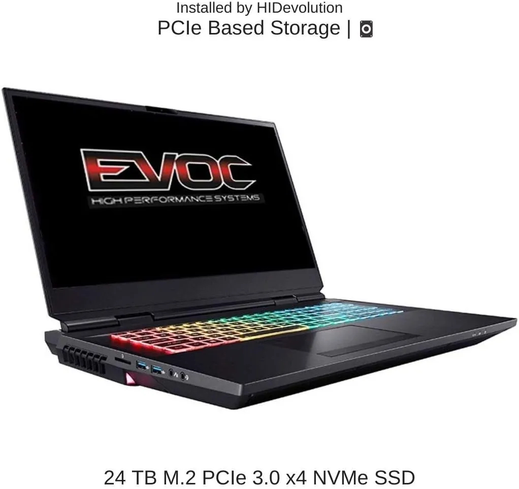 HIDevolution EVOC High Performance Systems X1702O (X170KM-G) 17.3" UHD, 3.6 GHz i7-11700K, RTX 3080, 128 GB 3200MHz RAM, 24 TB PCIe SSD