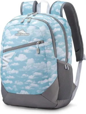 High Sierra Outburst 2.0 Carry-On Daypack Book Bag with Padded Laptop Tablet Sleeve, 360 Degree Reflectivity, Fits Most 15.6" Laptops, 28L, Clouds