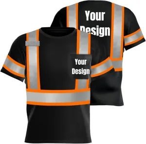 High Visibility Safety Shirts Add Your Design Work Shirts with 4 Inches Plus Reflective Strips