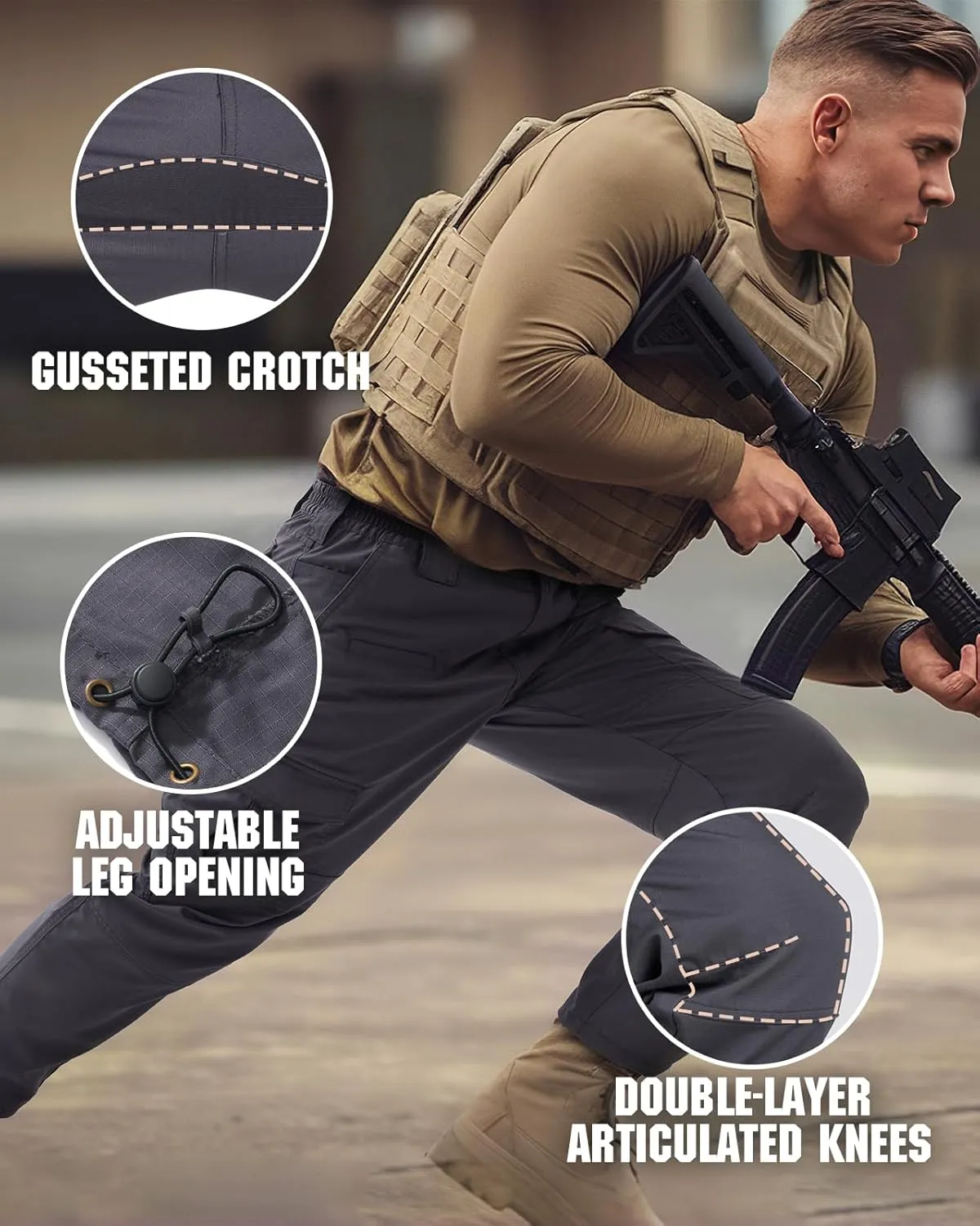 HISEA Men's Tactical Pants Ripstop Cargo Pants Relaxed Fit Outdoor Lightweight Work Hiking Pants with 9 Pockets