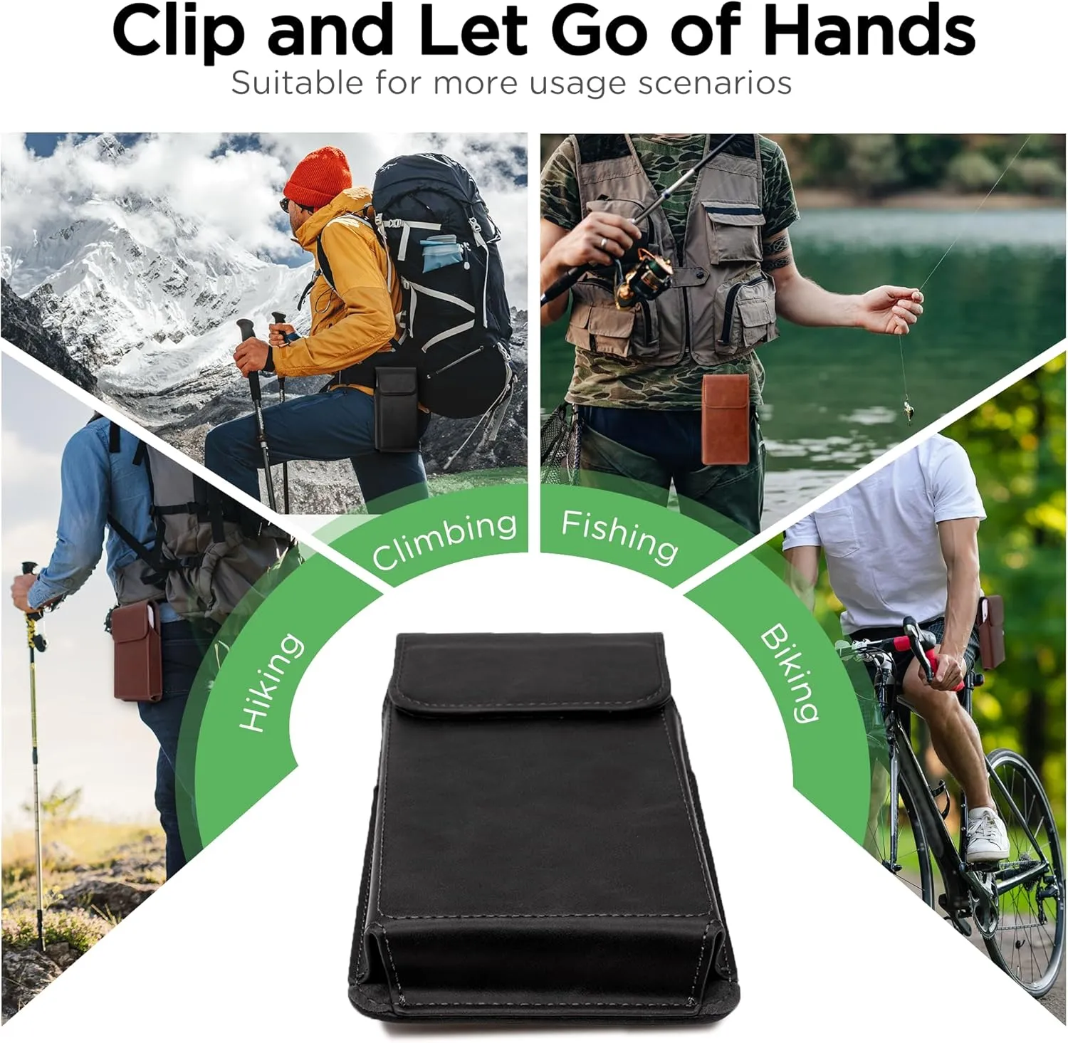 Holster for iPhone 15 Pro Max 14 Pro Max 13 Pro Max 12 Pro Max 11 Pro Max 15 Plus 14 Plus, Premium Leather Pouch with Belt Clip Phone Holster Belt Case, Black -L, Large
