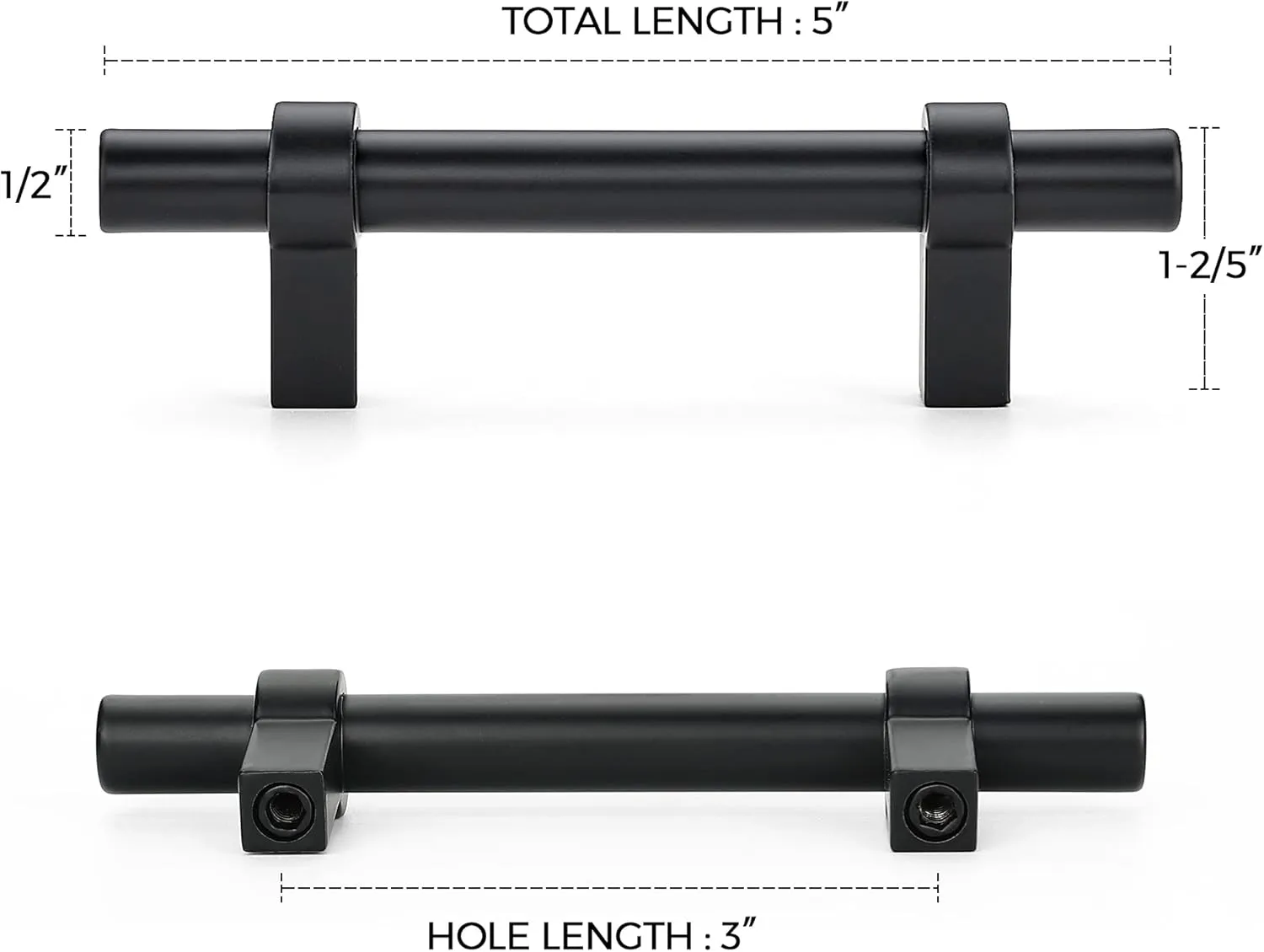 Home Expert 25 Pack Cabinet Handles 3 Inch Black Cabinet Pulls Matte Black Kitchen Cabinet Handles Drawer Pulls with Square Base Kitchen Cabinet Hardware 5 Inch Overall Length