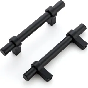 Home Expert 25 Pack Cabinet Handles 3 Inch Black Cabinet Pulls Matte Black Kitchen Cabinet Handles Drawer Pulls with Square Base Kitchen Cabinet Hardware 5 Inch Overall Length