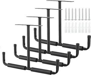 HOME RIGHT Overhead Garage Storage Hooks, Heavy Duty Double Ceiling Rack, 16.5’’ Utility Shed Hangers, Great for Pipe, Lumber, Ladder, Fishing Rod and Ski Board(4Pcs, Black)