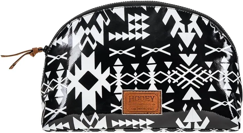 HOOEY Accessory Bag Make Up Toiletry Travel Bag (Puebla - Black/White, Large)