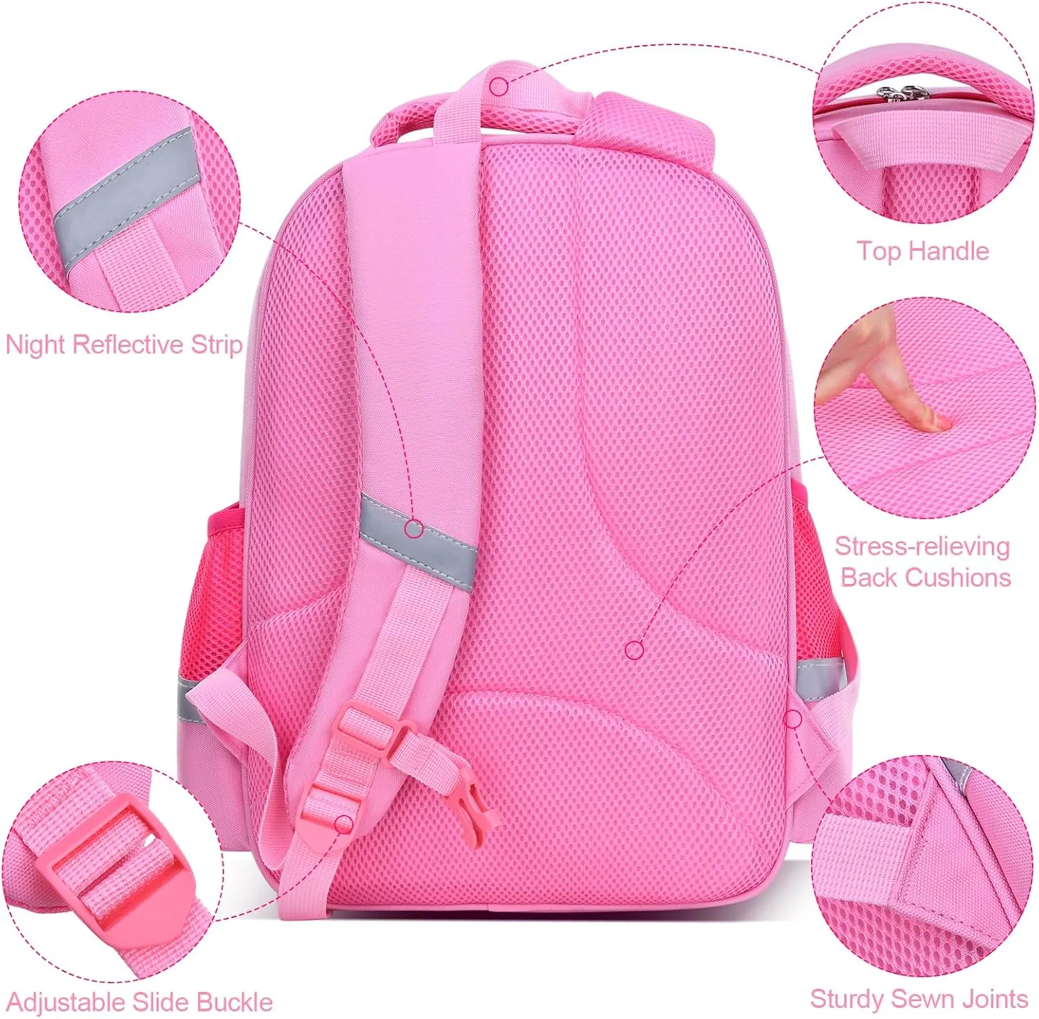 HOPYOCK-School Bags for Girls,Multi-Pocket Unisex Elementary School Backpack with Reflective Design,Kids Backpacks Fit for 4-12 Years Old