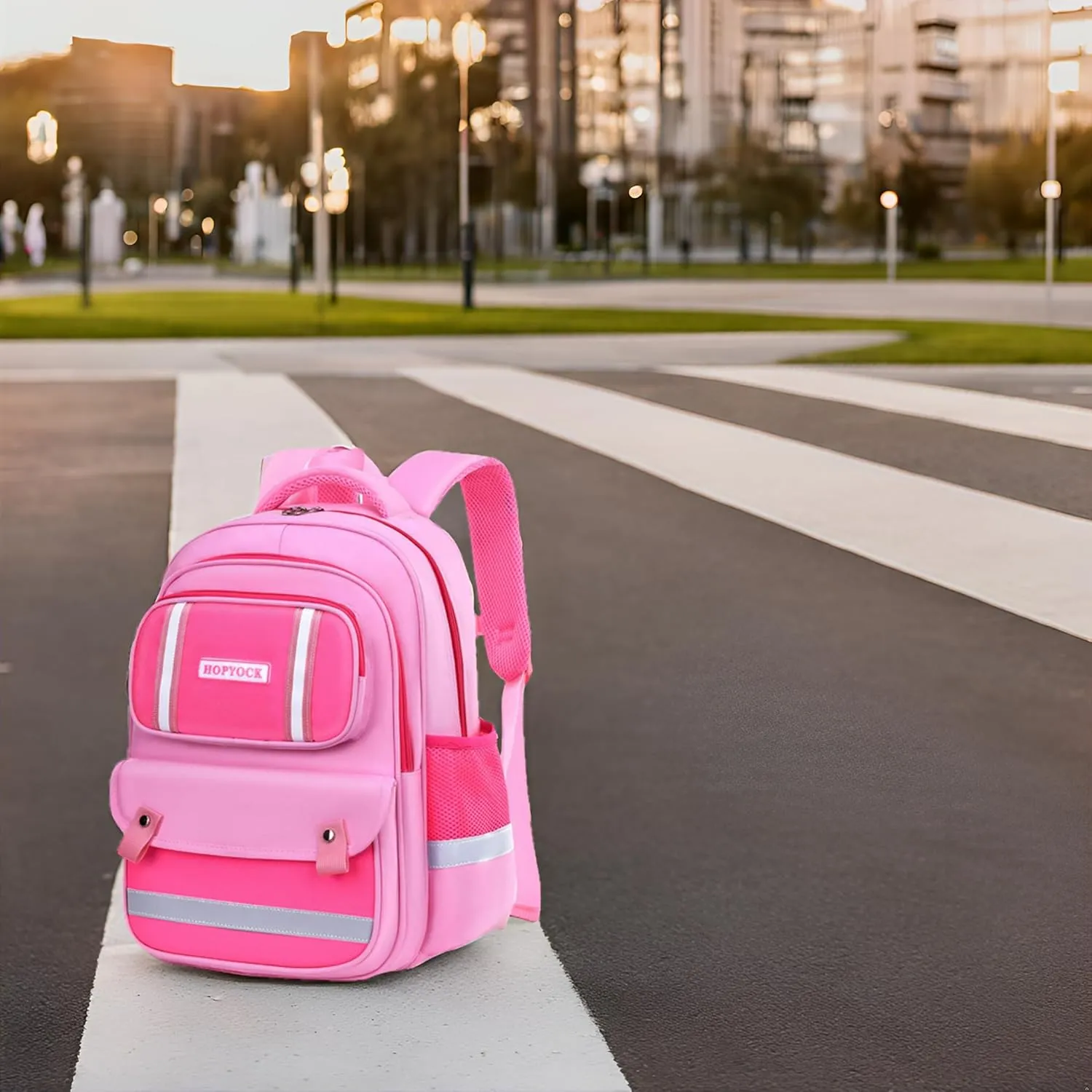 HOPYOCK-School Bags for Girls,Multi-Pocket Unisex Elementary School Backpack with Reflective Design,Kids Backpacks Fit for 4-12 Years Old