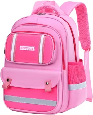HOPYOCK-School Bags for Girls,Multi-Pocket Unisex Elementary School Backpack with Reflective Design,Kids Backpacks Fit for 4-12 Years Old