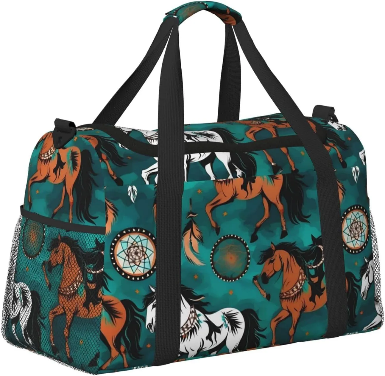 Horse Stripes Pattern Travel Duffel Bag With Zippers And Handles, Big Foldable Duffle Bag For Family Vacations