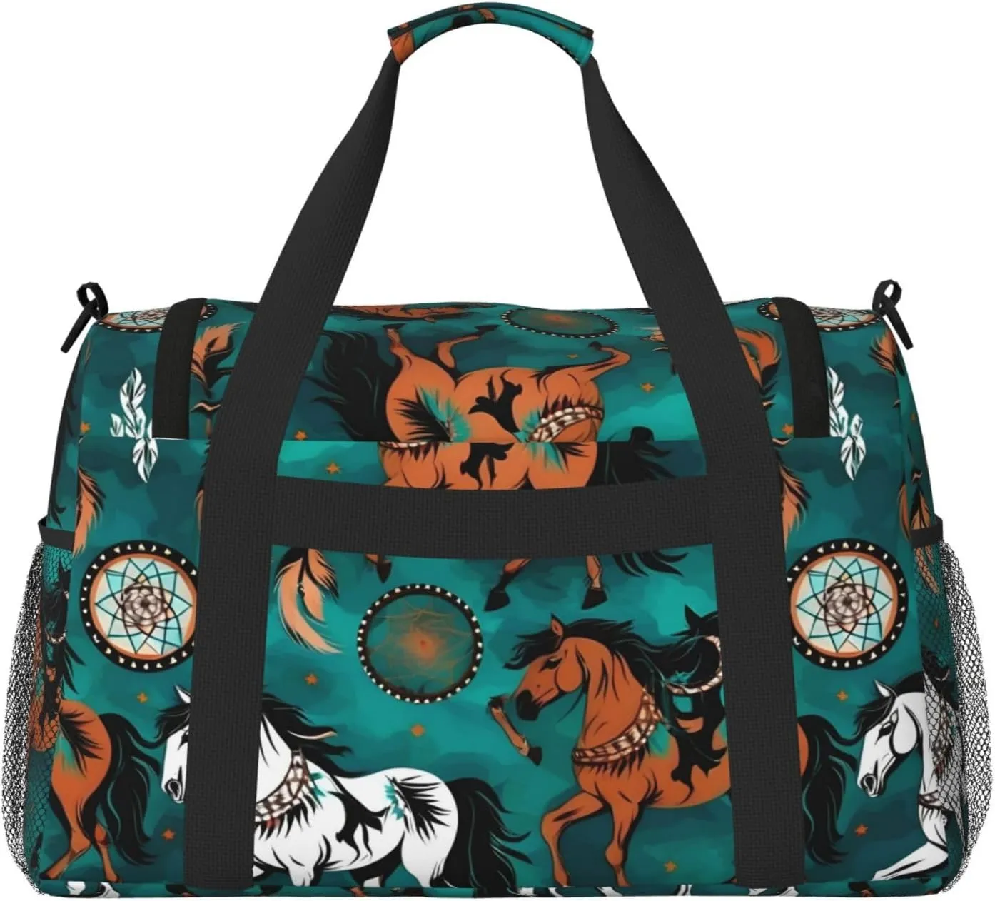 Horse Stripes Pattern Travel Duffel Bag With Zippers And Handles, Big Foldable Duffle Bag For Family Vacations