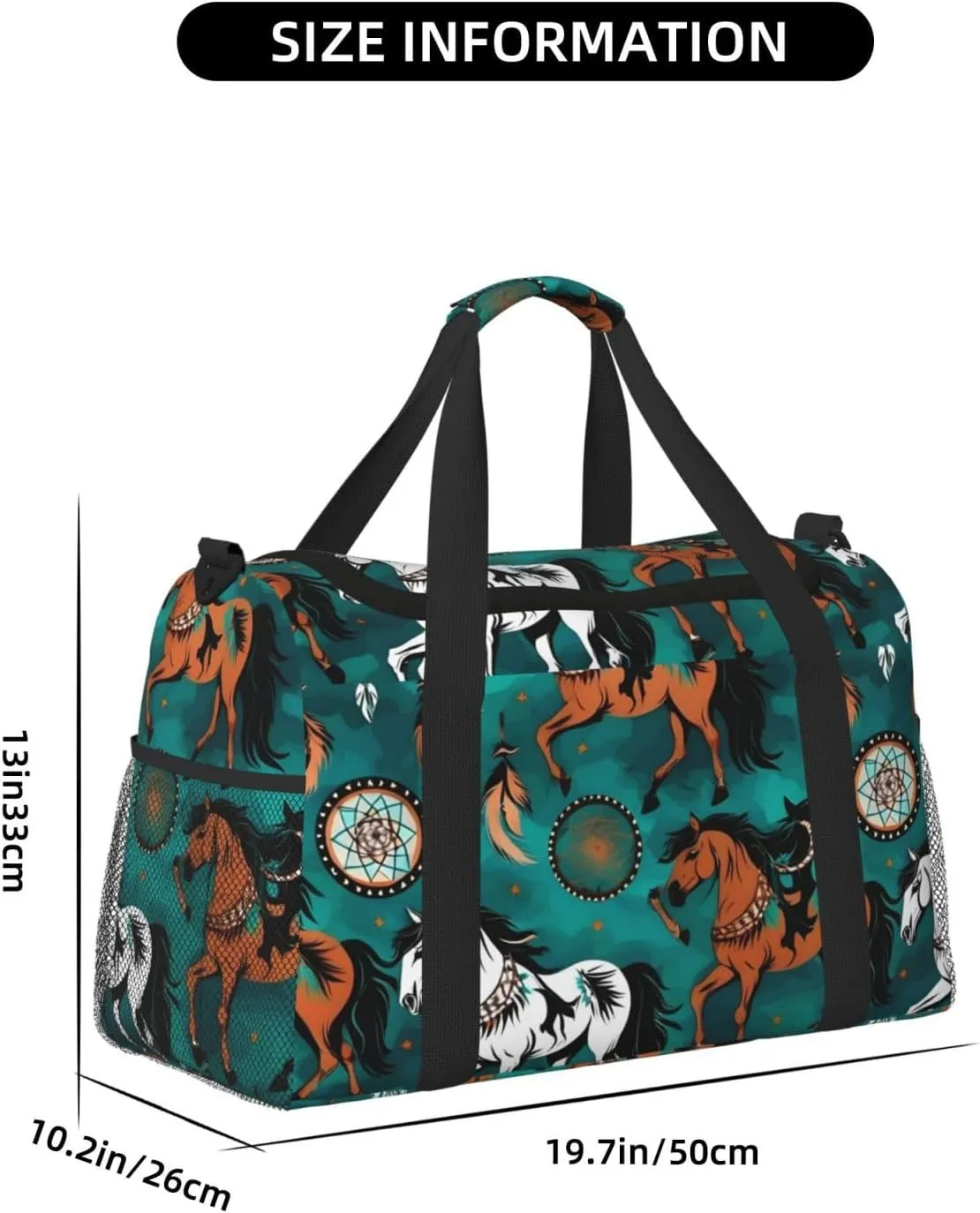 Horse Stripes Pattern Travel Duffel Bag With Zippers And Handles, Big Foldable Duffle Bag For Family Vacations