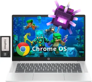 HP 14" HD Anti-Glare Chromebook Laptop, Intel N200 Processor, 4GB LPDDR5, 288GB Storage (128GB eMMC 160GB Docking Station Set), Intel UHD Graphics, Wi-Fi 6, Webcam, Chrome OS, Silver