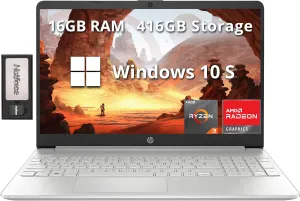 HP 15.6" FHD Laptop, AMD Ryzen 3-3250U Processor, 16GB RAM, 416GB Storage(256GB SSD   160GB Docking Station Set), AMD Radeon Graphics, Numeric Keypad, 720p HD Webcam, WiFi, Windows 10S, Silver