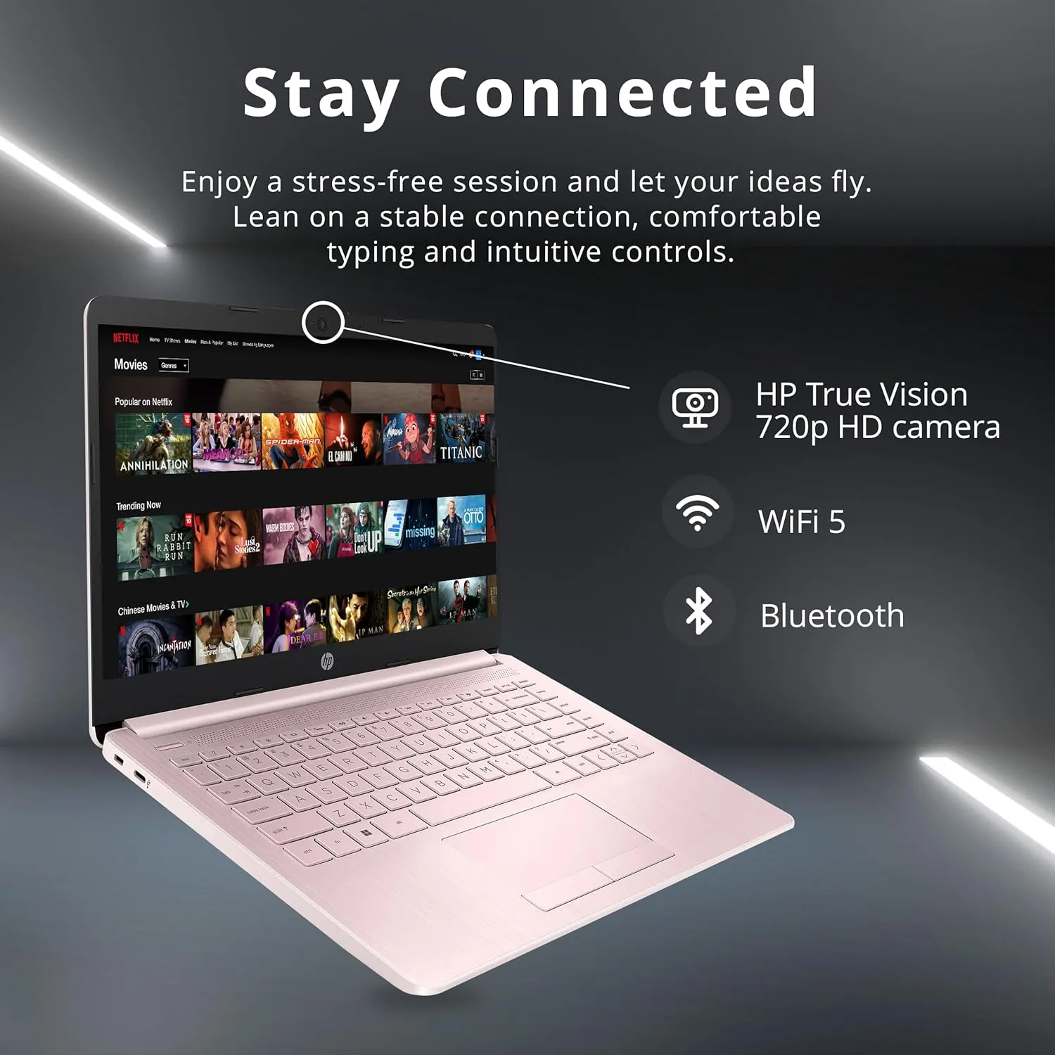 HP 2022 Stream 14" HD BrightView Laptop, Intel Celeron N4020 Processor, 8GB RAM, 64GB SSD, Intel HD Graphics, 720p Webcam, 1 Year Office 365, Pink, Win 11, 32GB Snowbell USB Card
