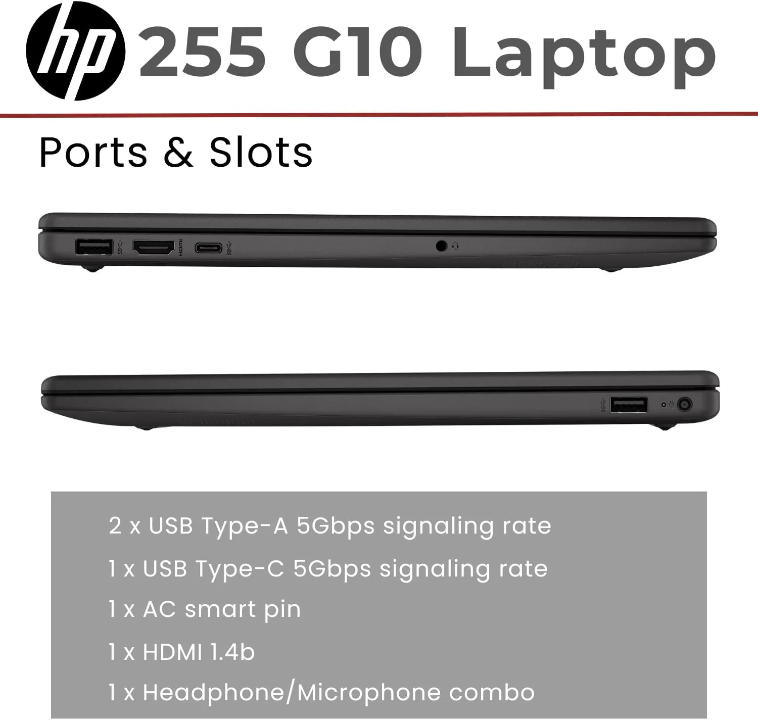 HP 255 G10 15.6" FHD Business Laptop, AMD Ryzen 7 7730U, 32GB RAM, 1TB PCIe SSD, Numeric Keypad, Webcam, Wi-Fi 6, HDMI, Windows 11 Pro, Black