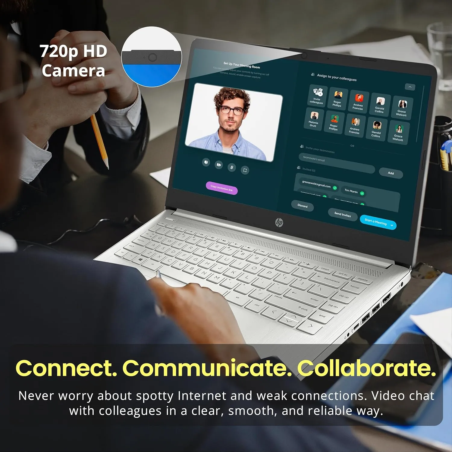 HP Flagship 14" Laptop with 1 Year Office 365 | 8GB RAM | 1.28TB Storage(128GB EMMC & 160GB Docking Station & 1TB Cloud Storage) | Intel 4-Core Processor| Webcam | Silver | Windows 11