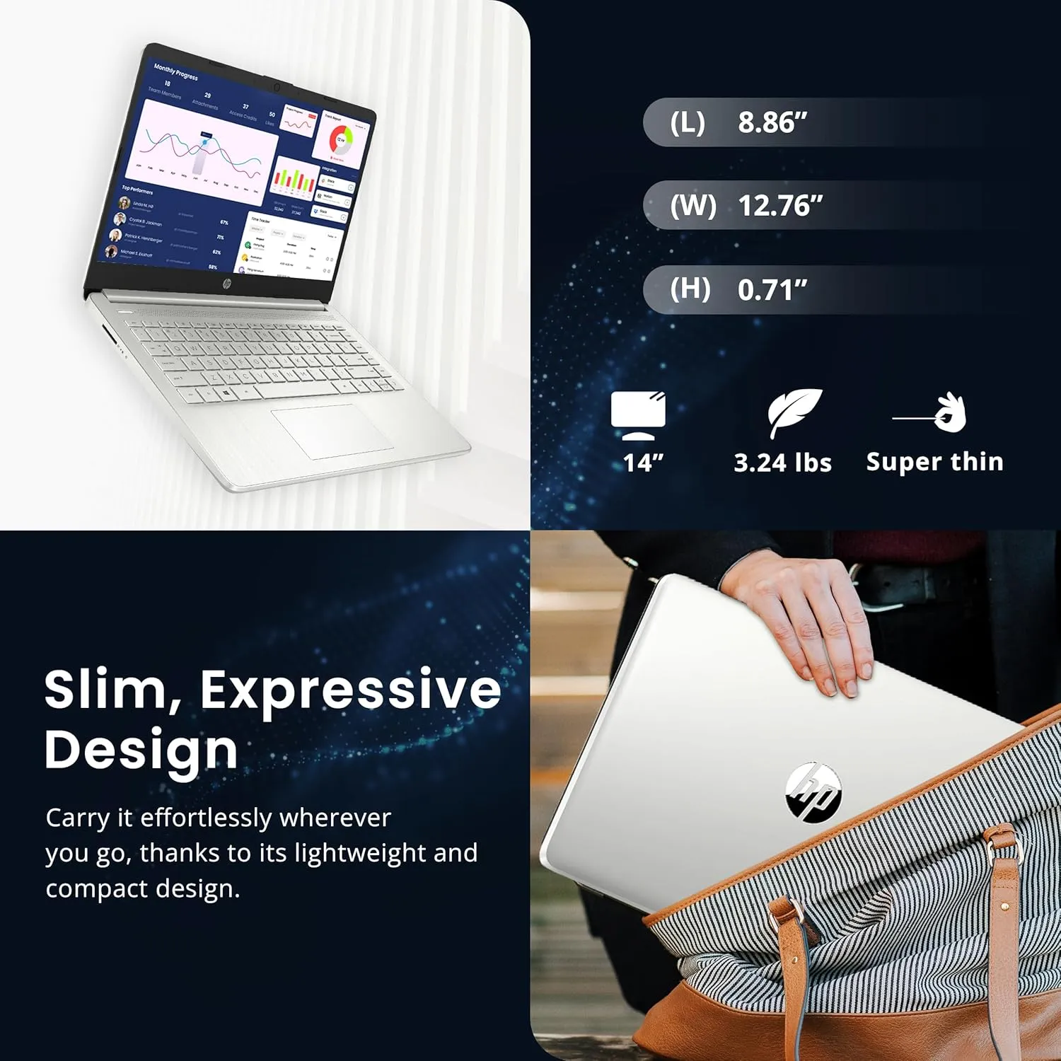 HP Flagship 14" Laptop with 1 Year Office 365 | 8GB RAM | 1.28TB Storage(128GB EMMC & 160GB Docking Station & 1TB Cloud Storage) | Intel 4-Core Processor| Webcam | Silver | Windows 11
