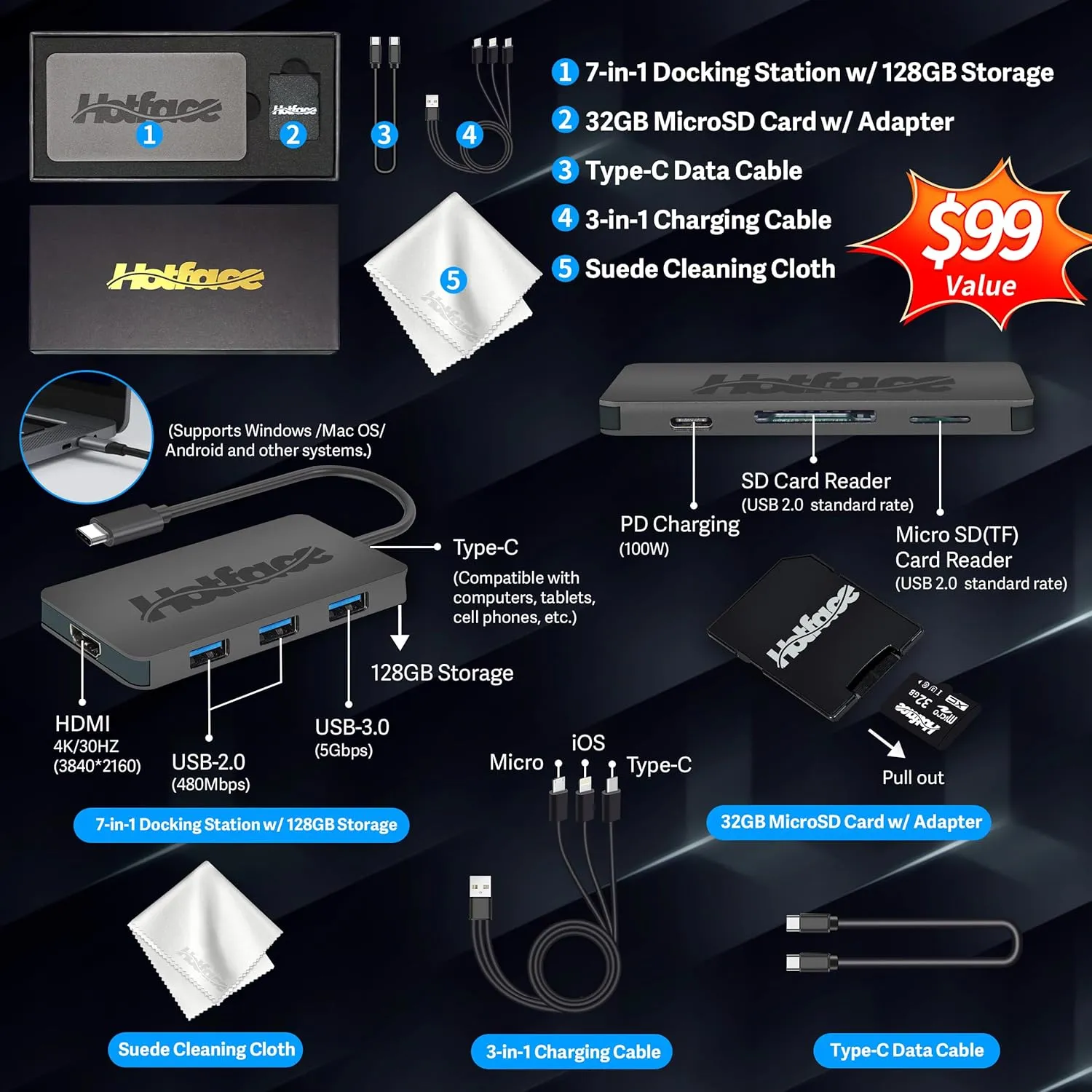 HP Flagship 14" Laptop with 1 Year Office 365 | 8GB RAM | 1.28TB Storage(128GB EMMC & 160GB Docking Station & 1TB Cloud Storage) | Intel 4-Core Processor| Webcam | Silver | Windows 11