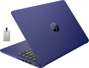 HP Premium 14" Stream HD Laptop, Intel Celeron N4120 CPU, 16GB RAM, 64GB eMMC, Webcam, Intel UHD Graphics, 1 Year Office, Bluetooth, WiFi, HDMI, Windows 11s, Blue, 32GB Hotface USB Card