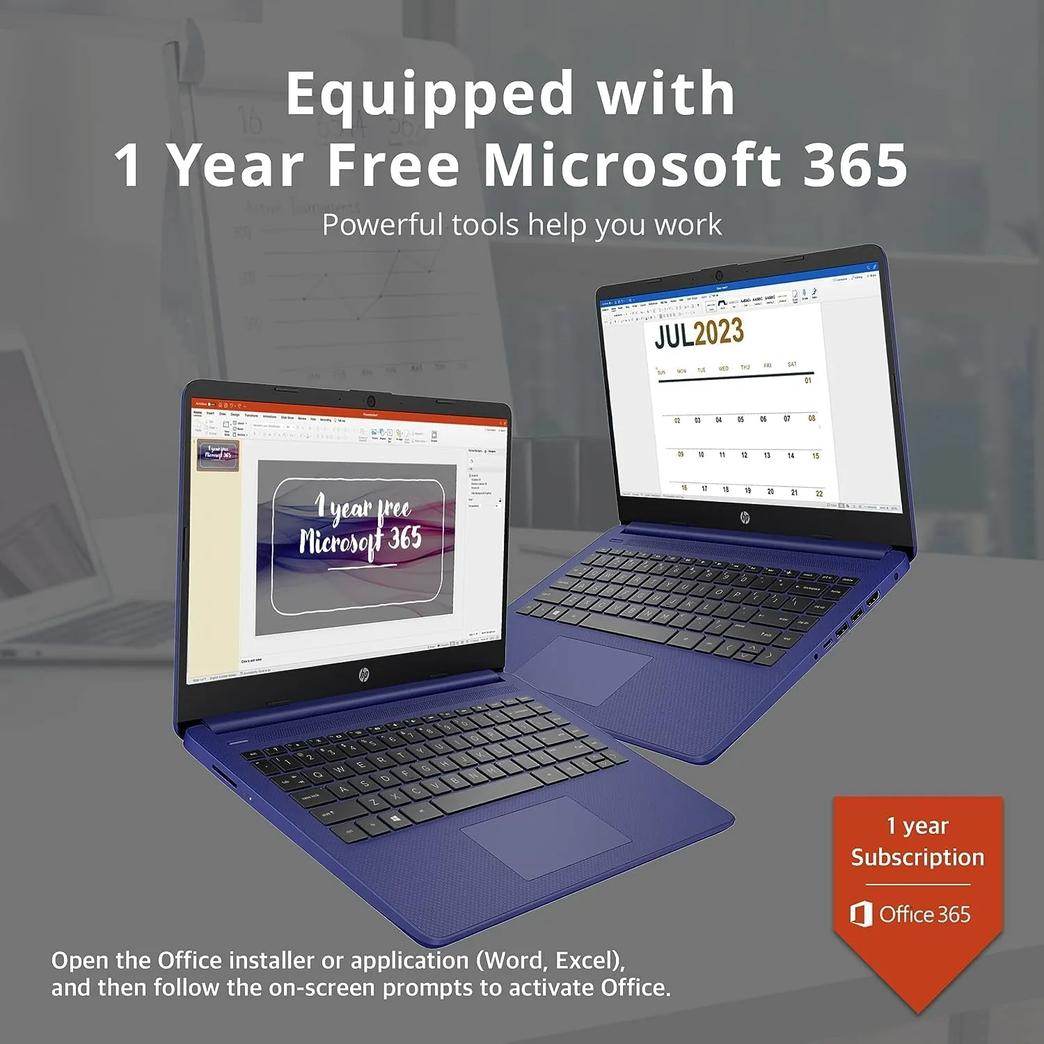HP Premium 14" Stream HD Laptop, Intel Celeron N4120 CPU, 16GB RAM, 64GB eMMC, Webcam, Intel UHD Graphics, 1 Year Office, Bluetooth, WiFi, HDMI, Windows 11s, Blue, 32GB Hotface USB Card