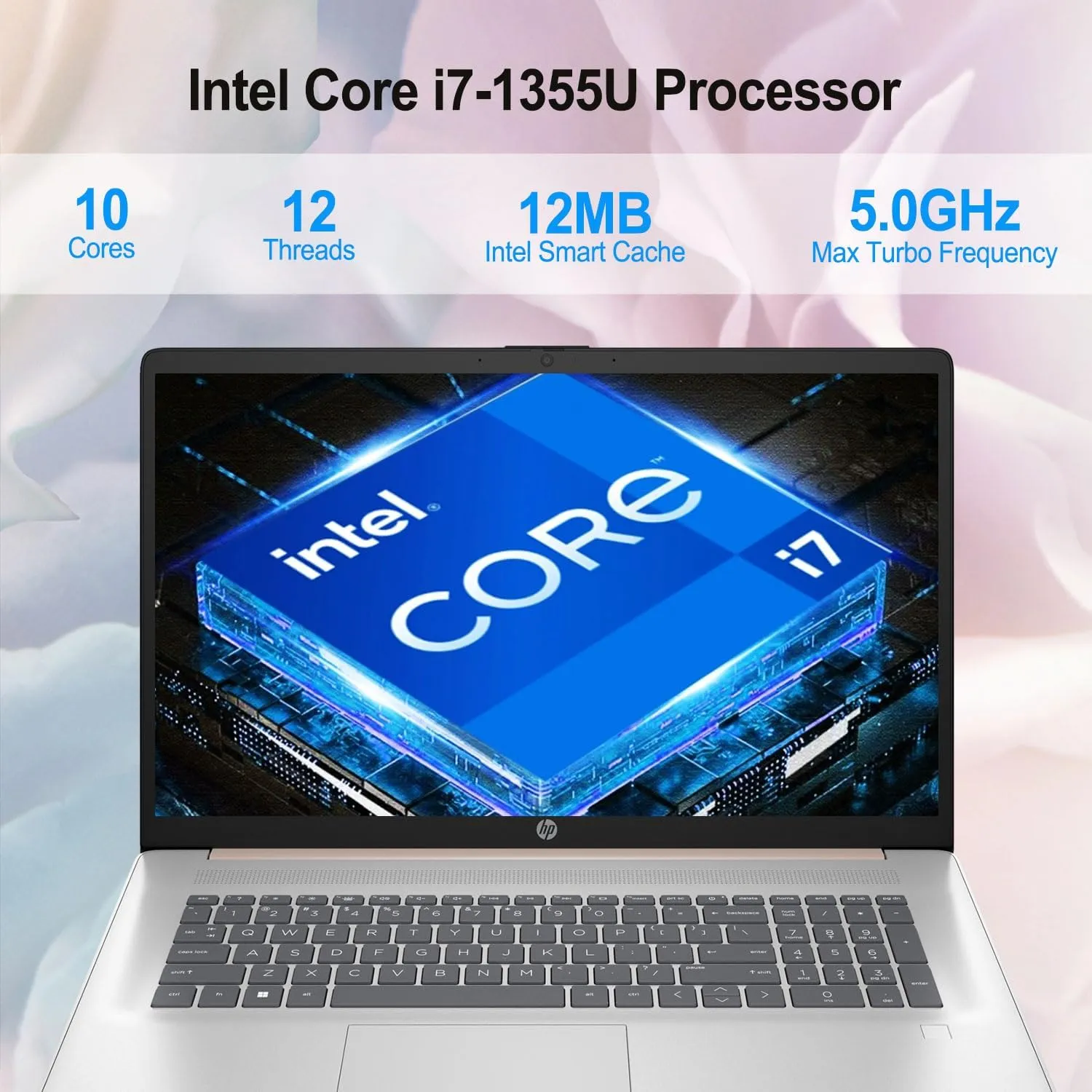 HP Premium 17.3" Laptop, 17.3" HD  Touchscreen, Intel Core i7-1355U, 64GB RAM, 2TB SSD, Webcam, HDMI, Backlit KB, FP Reader, Wi-Fi 6, Win 11 H, Pale Rose Gold, ADATA 512 External SSD Bundle
