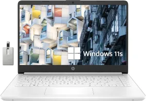 HP Premium Stream 14" HD BrightView Laptop, Intel Celeron N4120, 8GB RAM, 64GB eMMC, Intel UHD Graphics, HD Webcam, 1 Year Office 365, Bluetooth, WiFi, HDMI, Win 11s, White, 32GB Hotface USB Card