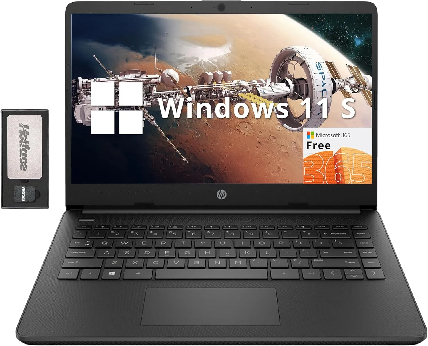 HP Stream 14" HD BrightView Laptop, Intel Celeron N4120, 16GB RAM, 256GB Storage (128GB eMMC   128GB Docking Station Set), Intel UHD Graphics, Fast Charge, 1 Year Office 365, Win 11 S, Black