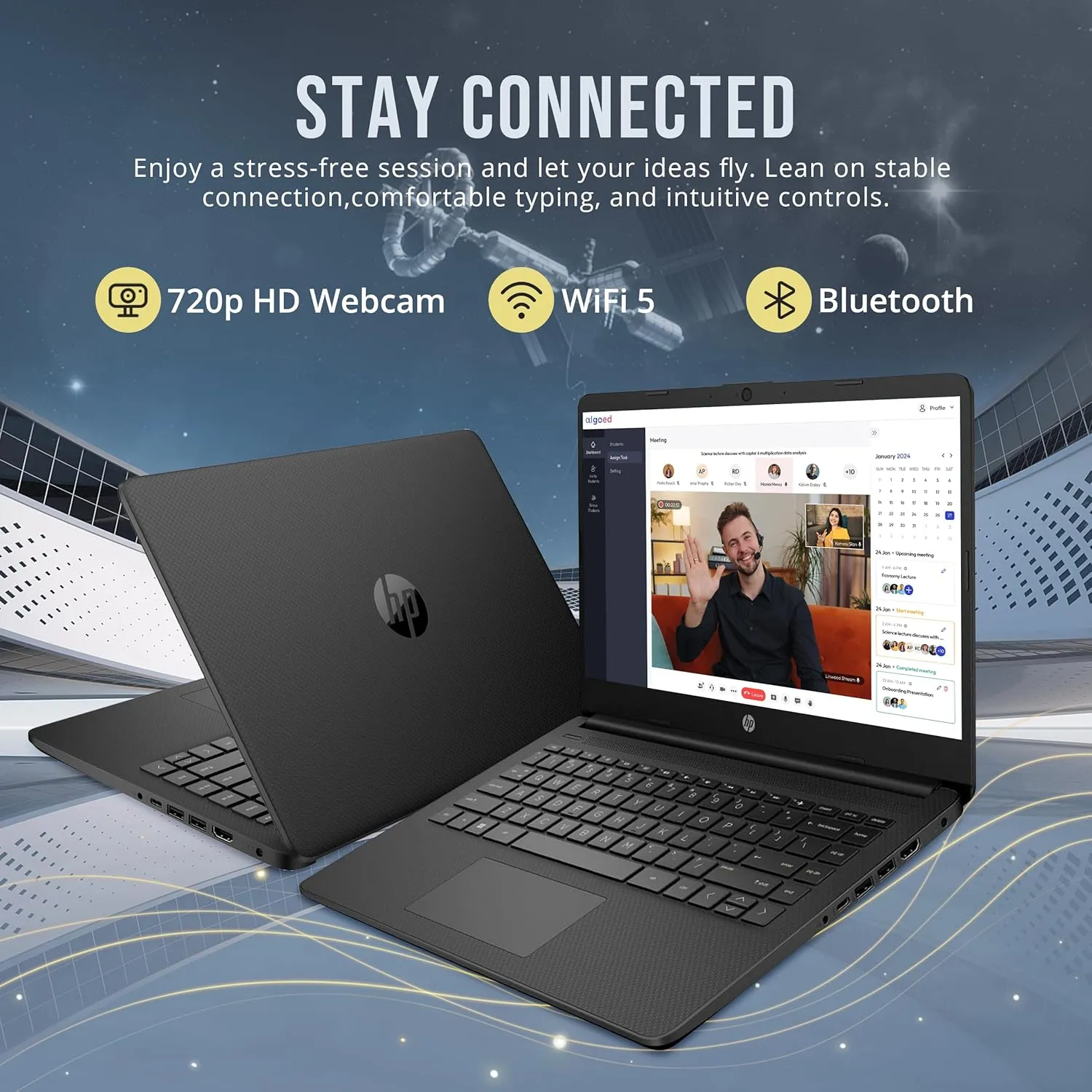 HP Stream 14" HD BrightView Laptop, Intel Celeron N4120, 16GB RAM, 256GB Storage (128GB eMMc 128GB USB Card), Intel UHD Graphics, 720p HD Webcam, 1 Year Office 365, Bluetooth, WiFi, Win 11s, Black