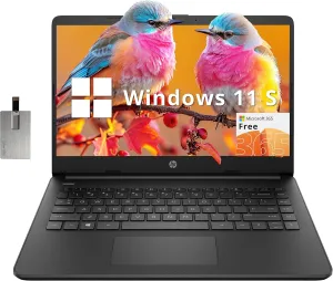 HP Stream 14" HD BrightView Laptop, Intel Celeron N4120, 16GB RAM, 256GB Storage (128GB eMMc 128GB USB Card), Intel UHD Graphics, 720p HD Webcam, 1 Year Office 365, Bluetooth, WiFi, Win 11s, Black