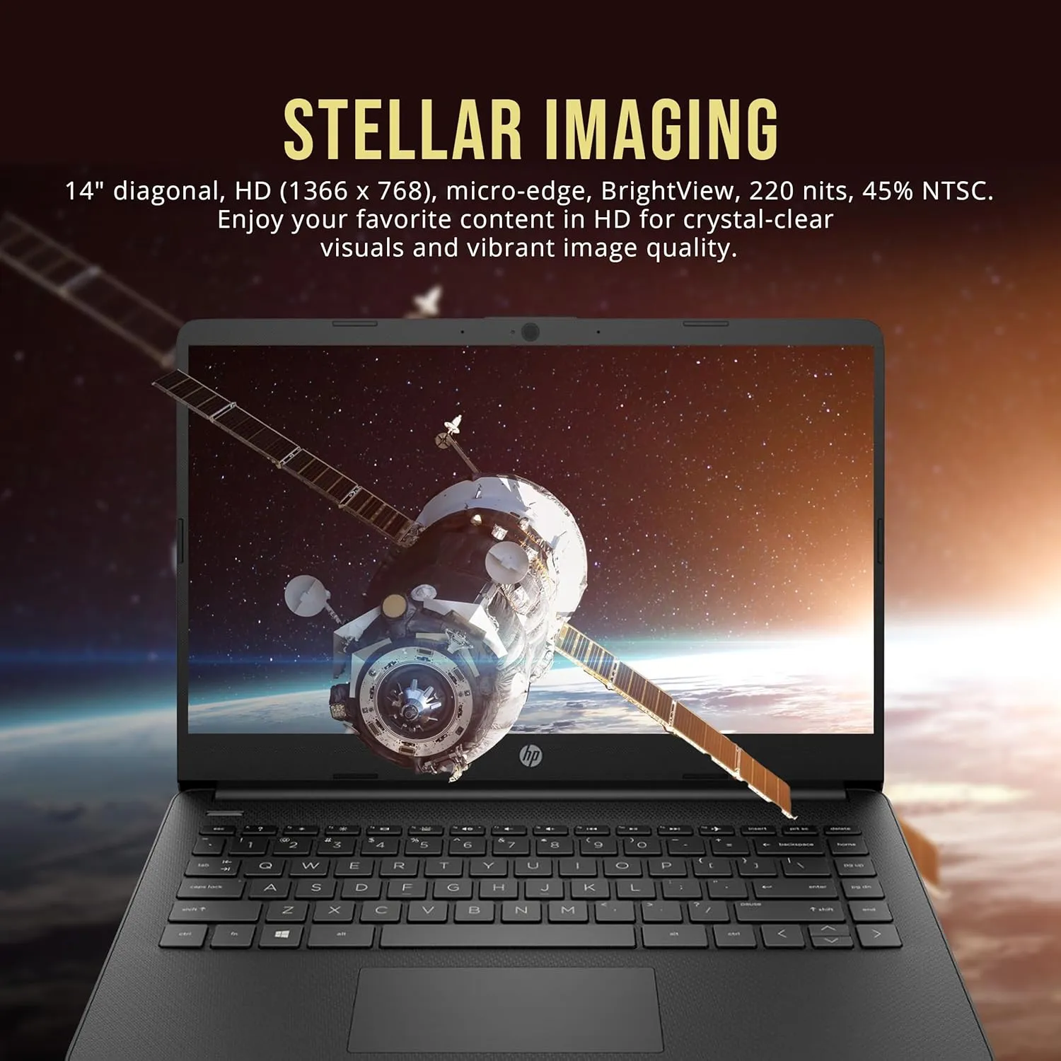 HP Stream 14" HD BrightView Laptop, Intel Celeron N4120, 16GB RAM, 256GB Storage (128GB eMMc 128GB USB Card), Intel UHD Graphics, 720p HD Webcam, 1 Year Office 365, Bluetooth, WiFi, Win 11s, Black