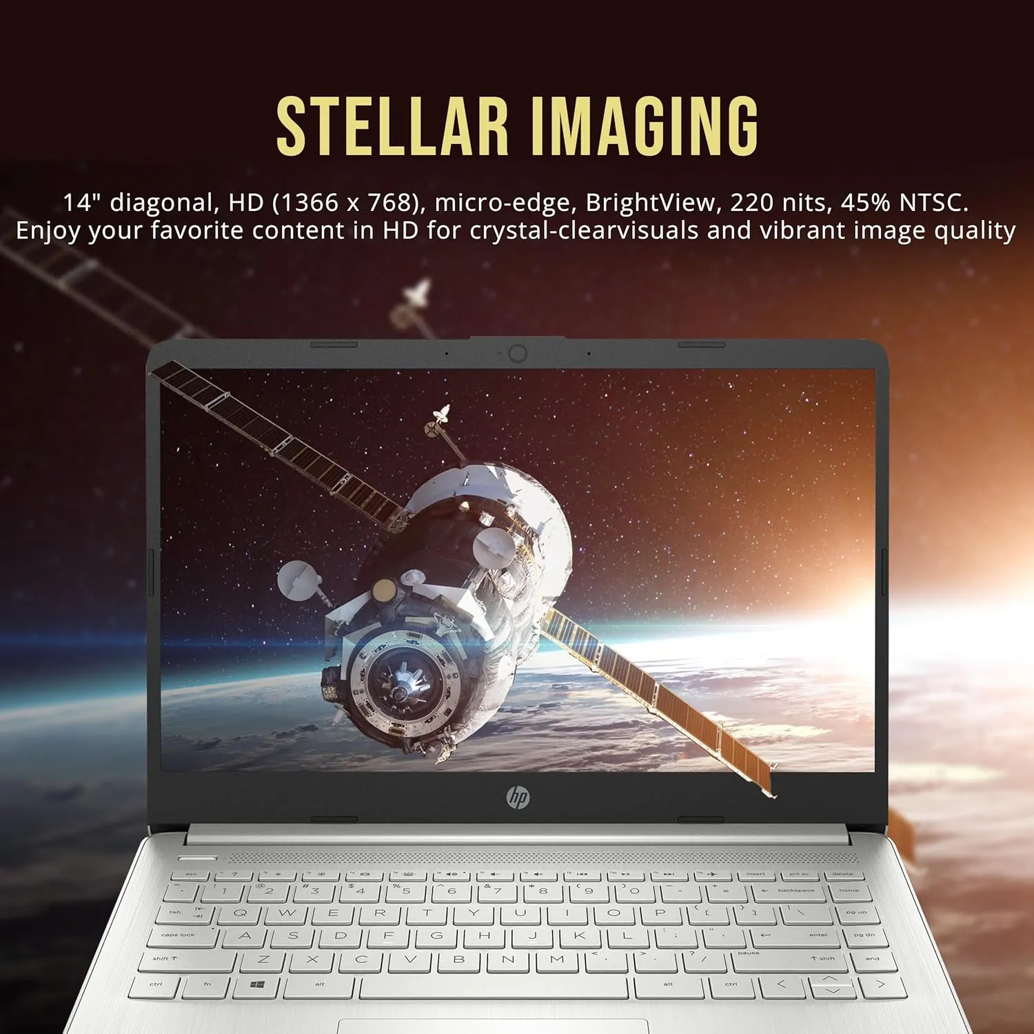 HP Stream 14" HD BrightView Laptop, Intel Celeron N4120, 16GB RAM, 416GB Storage (128GB eMMC   288GB Docking Station Set), Intel UHD Graphics, 720p Camera, Wi-Fi, 1 Year Office 365, Win 11 S, Silver