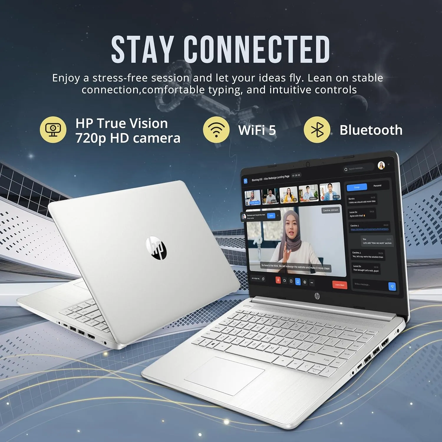 HP Stream 14" HD BrightView Laptop, Intel Celeron N4120, 16GB RAM, 416GB Storage (128GB eMMC   288GB Docking Station Set), Intel UHD Graphics, 720p Camera, Wi-Fi, 1 Year Office 365, Win 11 S, Silver