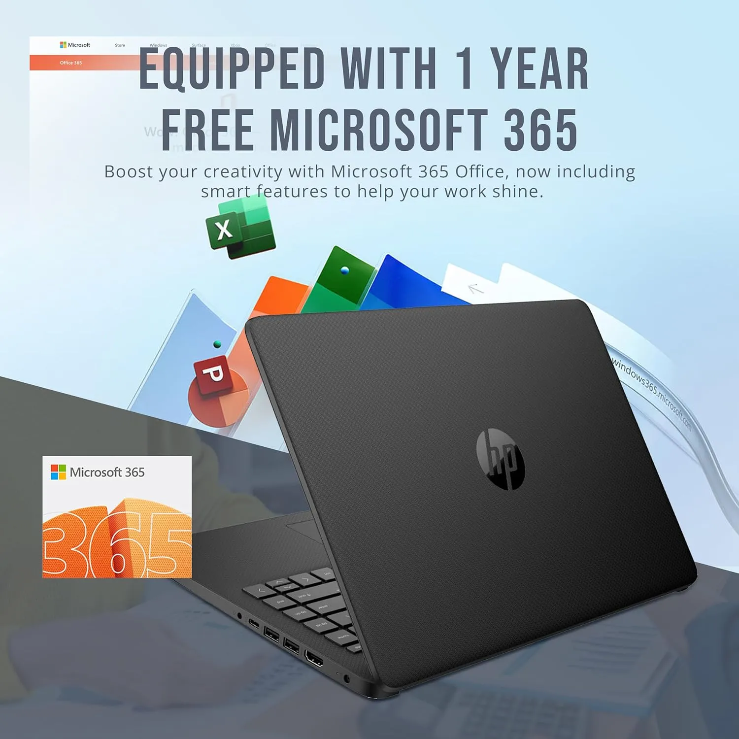 HP Stream 14" HD BrightView Laptop, Intel Celeron N4120, 8GB RAM, 288GB Storage (128GB eMMC   160GB SSD Docking Station Set), Intel UHD Graphics, HD Webcam, Wi-Fi, 1 Year Office 365, Win 11 S, Black