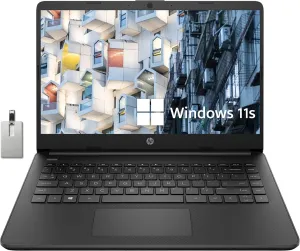 HP Stream 14" HD BrightView Laptop, Intel Celeron N4120, 8GB RAM, 64GB eMMC, Intel UHD Graphics, 720p Webcam, 1 Year Office 365, Black, Win 11 S, 32GB Hotface USB Card