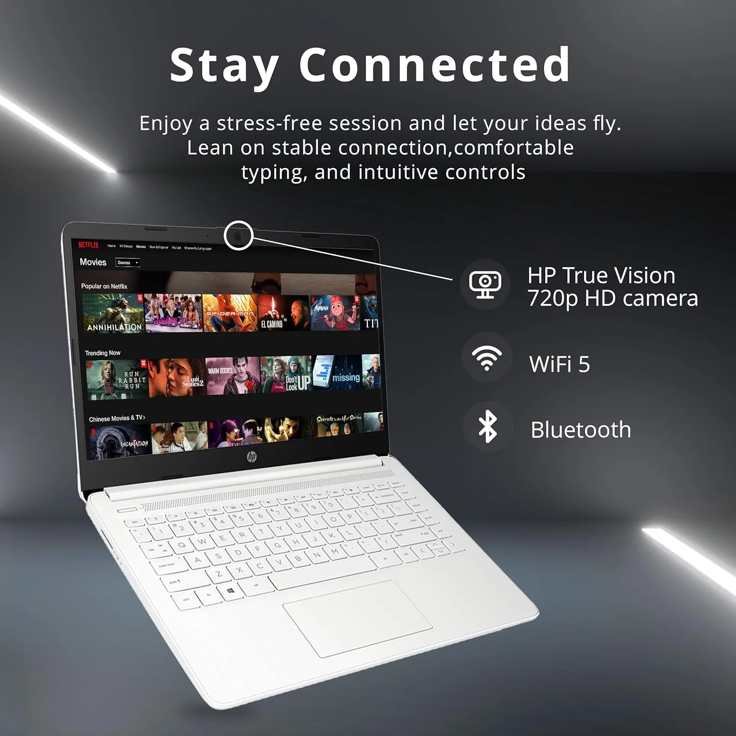 HP Stream 14" HD Laptop, Intel Celeron N4120 Processor, 4GB RAM, 64GB eMMC, HD Audio, HD Webcam, Intel UHD Graphics 600, 1 Year Office, HDMI, Win 11 S, White, 32GB Hotface USB Card