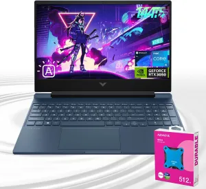 HP Victus 15.6 i5 Business Gaming Laptop | 15.6" FHD 144Hz | Intel Core i5-12450H | NVIDIA GeForce RTX 3050 | 16GB RAM 512GB SSD | Backlit KB | HDMI | Win11P | Blue | ADATA 512GB External SSD Bundle