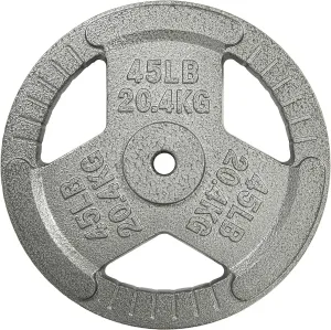 HulkFit 1 inch or 2 inch Cast Iron Weight Plate Set with Multi-Grip Handles and Enamel Coated for Barbells & Strength Training - Grey
